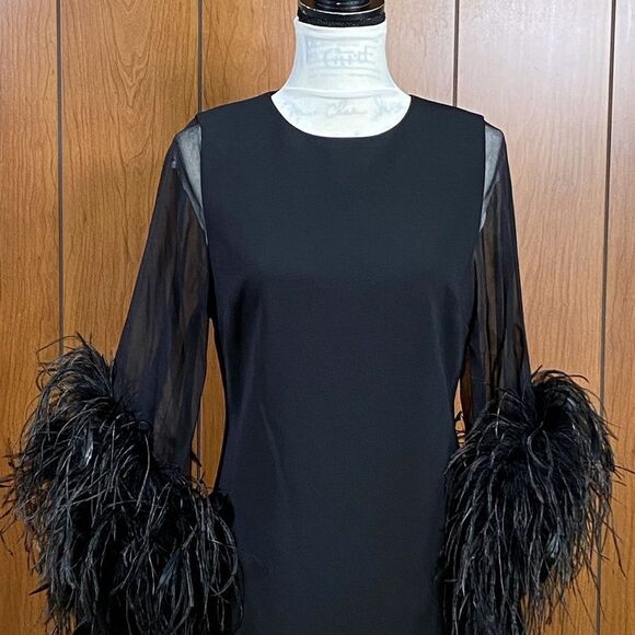 Alice + Olivia  Izola Feather-Trim Minidress size 8 - Picture 8 of 16